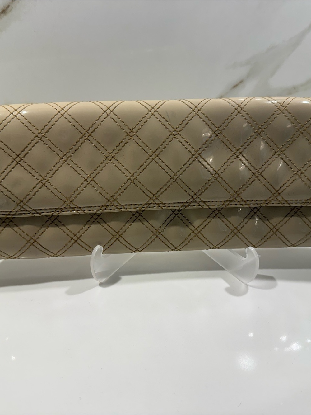 GAP Quilted Patent Clutch - Beige